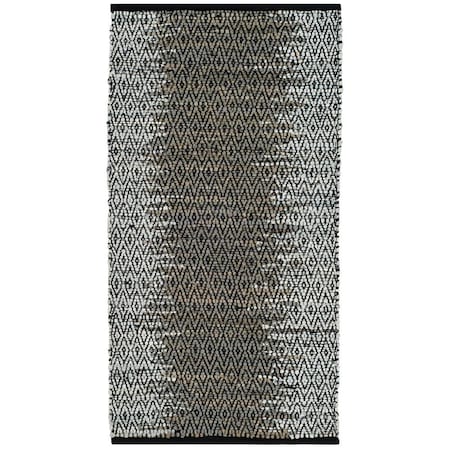 Flowers First 2 x 3 ft. Vintage Leather Hand Woven Area Rug Light Grey & Grey - Accent FL1889523